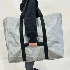 【サステナブル】端材再利用 丈夫・大容量 養生シートトートバッグ 90L シルバー KEIKO#001