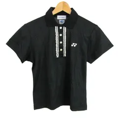 ヨネックス ポロシャツ トップス 半袖 ベリークール ゴルフウエア 日本製 レディース Lサイズ 黒×オフホワイト×グレー YONEX 【中古】