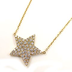 AHKAH アーカー K18YG イエローゴールド エトワール パヴェ グラン ダイヤ ネックレス ダイヤモンド0.55ct 4.4g 42/45cm レディース 中古 美品