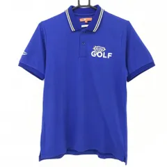 ビームスゴルフ 半袖ポロシャツ ブルー×イエロー 襟ライン メンズ M ゴルフウェア BEAMS GOLF