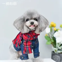 RIOSTUDIO 犬 猫 わんこ ペット ドッグ 秋冬 マフラー ストール アクセサリー 飾り物 タータンチェック柄 人気柄 定番柄 秋冬コーデ 暖かい お洒落 可愛い 格好いい PEEKAPOODLE【レッド】