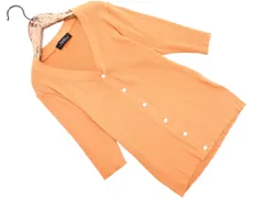 green label relaxing グリーンレーベルリラクシング ユナイテッドアローズ Vネック リブ ニット カーディガン オレンジ ■◆ レディース