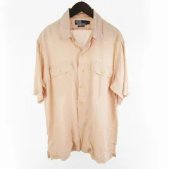 ポロ バイ ラルフローレン Polo by Ralph Lauren 90’S シャツ 半袖 オープンカラー 開襟 リネン 麻 ピンク ポケット 無地 S ヴィンテージ オールド トップス