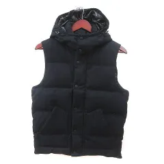 エディフィス EDIFICE ダウンベスト ウール カシミヤ混 総裏地 フード 44 S 紺 ネイビー /MS