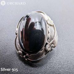 シルバー925 リーフ ブラックオニキス コンチョ メンズ レディース