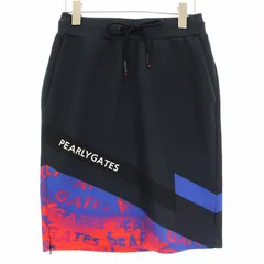 パーリーゲイツ PEARLY GATES 055-4134330 タイトスカート ミニ ロゴ プリント ゴルフウェア 0 紺 ネイビー 赤 レッド /KU 