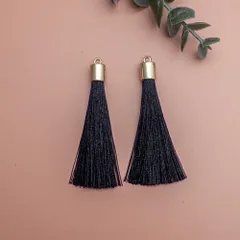 ＊10個＊ タッセル ロング ブラック ポリエステル糸 糸タッセル ピアスやチャーム作りなどに ta017a