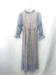 ◇ ⊂ titty&Co. ウエストゴム フリルスタンドカラー シフォン 長袖 ロング ワンピース サイズM ブルー系 レディース E  【1409100015232】のサムネイル