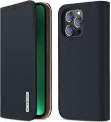 GANGXUN ケース 手帳型 携帯カバー 本革 財布型 耐摩擦 全面保護 磁石付き(ネイビーブルー,  iPhone 13 Pro Max)