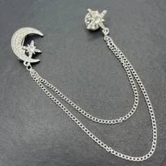 BC080-a ラペルピン ブローチ ピンブローチ ピンバッジ チェーン 銀色