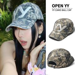 新品 OPEN YY ファッション キャップ レディース 帽子 YY COTTON BALL CAP. （KHAKI） 韓国輸入品