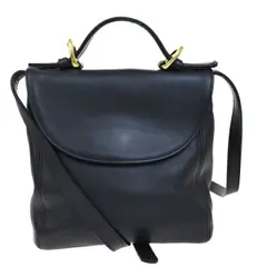 【中古】 美品 コーチ COACH 斜め掛け ショルダーバッグ ハンドバッグ 2WAYバッグ ブラック フルレザー USA製 4158 01Q492