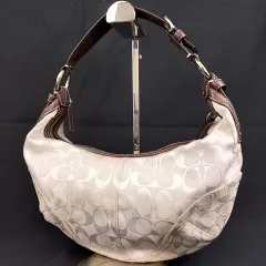 【 COACH 】G A-1 コーチ 10074 シグネチャー 総柄 一部 レザー ソーホー セミショルダー 肩掛け ミニトートバッグ 婦人鞄 ホワイト系