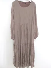 ◇ SpRay PREMIUM プリーツ加工 長袖 膝下丈 ワンピース ピンクブラウン系 レディース P  【1303030001887】