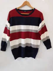 b646●INGNI●イング●ボーダー●ニット⚫︎セーター●sizeM●白×えんじ×紺