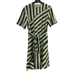 ♪3335 MSGM エムエスジーエム Vestido midi com padronagem listrada - Marrom ストライプ ワンピース 中古美品 34サイズのサムネイル