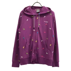 Columbia コロンビア 刺繍 長袖 ジップパーカー L パープル系 アウトドア 210 PL2367 レディース 古着