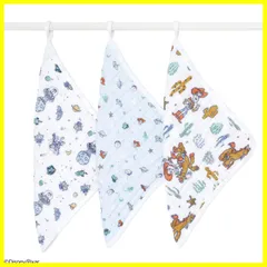 aden + anais (エイデンアンドアネイ) Disney ウォッシュクロス3枚入り 日本正規品 ディズニー トイストーリー toy story 3-pack classic washcloths AWCC30012DI 30 x 30cm ループ付きタ