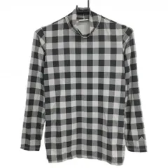 【超美品】アディダス 長袖ハイネックシャツ グレー×黒 ブロックチェック ストレッチ  レディース M/M ゴルフウェア adidas