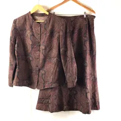 レマロン remalon セットアップ ジャケットスカート 柄模様 昭和レトロ ロングスカート ブラウン系 973195