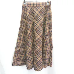 ◇ AMERICAN HOLIC タータンチェック柄 ロング丈 フレア スカート サイズF ブラウン イエロー レディース E  【1406050060480】
