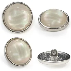 オーロラ 飾りボタン 銀 白 ボタン 金属 メタル 樹脂 メタルボタン 手芸 4個入り きらきらぷんぷん丸 B-1004