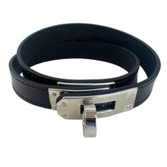 新品未使用 HERMES エルメス Kelly double bracelet レザーブレスレット ケリー T6 Black ブラック