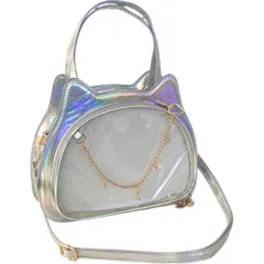 ☆ シルバー ☆ 痛バッグ ショルダーバッグ ねこ 2way 痛バッグ ショルダーバッグ ねこ型 2way 痛バ 痛バック 推し活バッグ 推し活バック ミニショルダー ショルダーバック ショルダー 肩掛け 斜めかけ トートバッグ トートバック トート 手提げ