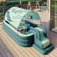 家庭用大型プール ビニールプール 子供用プールタブル プール 滑り台エアープール 自動膨脹 大型プール 折り畳み式 プール 水遊び2.1m