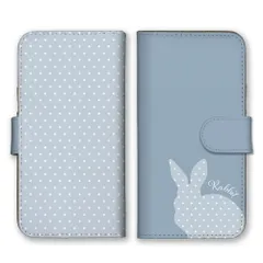 iPhone14Pro ケース 手帳型 アイフォン14 プロ スマホケース 携帯ケース ううさぎ ウサギ 兎 水玉 ドット柄 シルエット くすみカラー おしゃれ 可愛い かわいい シンプル カラー02