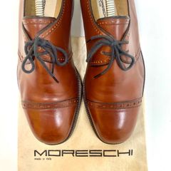 【極美品⭐️魅力的！モレスキーの革靴・紳士靴】 MORESCHI    茶革 ブラウン　 サイズ25.5cm     シューキーパー付き　 ヴィンテージ （AYA） 24070601000KGB