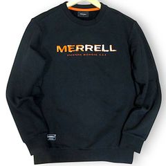 新品 MERRELL メレル 綿100%使用 プリントロゴ プルオーバー トレーナー スウェット ブラック アウトドア