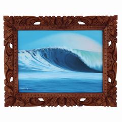 白い波の絵 レギュラーブレイク 52X42 Goes Windy作 サーファー サーフィン 海の絵 ハワイアン アジアン バリ絵画 240533
