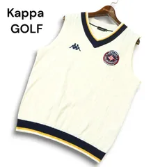 Kappa GOLF カッパ ゴルフ 秋冬 ウール混★ ロゴワッペン ケーブル編み Vネック ニット ベスト Sz.O メンズ 大きいサイズ