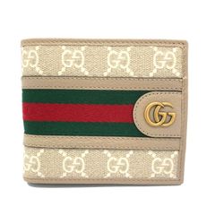 【未使用品】グッチ　GUCCI　オフィディア　ダブルG　ベージュストライプ　2つ折り　コンパクト財布　二つ折り財布　財布　597609  ☆正規品☆