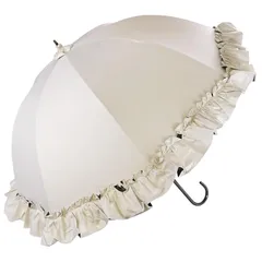 [マコッカ] 日傘 雨傘 晴雨兼用 フリル ショート傘 完全遮光 UVカット 100％ makez. マケズ 55cm レディース 超撥水 ビッグフリル付き オフホワイト 0