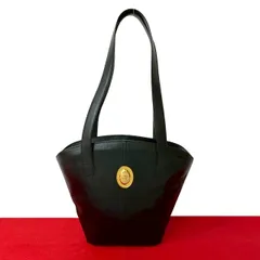 極 美品 Christian Dior ディオール ヴィンテージ CD ロゴ 金具 レザー 本革 セミ ショルダーバッグ トートバッグ ブラック 952-7