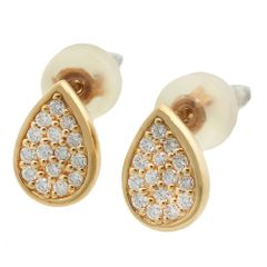 【本物保証】 箱付 新品同様 ヴァンドーム青山 VENDOME AOYAMA 約1.7g ピアス K18YG メレダイヤモンド ペアシェイプ 涙モチーフ