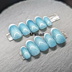 ネイルチップ 成人式 振袖 和柄 水色 オーダーネイル ネイルチップオーダー 振袖ネイビーフラワーオーダーチップ 紺色着物和柄成人式卒業式