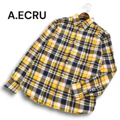 A.ECRU ABAHOUSE アバハウス 秋冬 ネル★ 長袖 チェック フランネル ボタンダウン シャツ Sz.2 メンズ