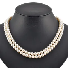 ミキモト MIKIMOTO アコヤ真珠 2連 チョーカー ネックレス ルビー K14YG 62.0g パール 6.5-7.0mm イエローゴールド レディース【中古】