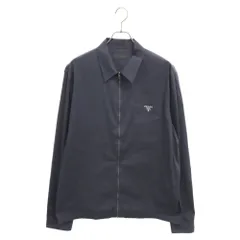PRADA (プラダ) ロゴプリント ジップアップ長袖シャツ ネイビー UCN330のサムネイル