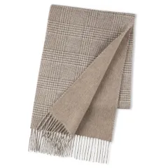 [Elensia] エレンシア カシミヤブレンド リバーシブル マフラー レディース メンズ UVカット98%以上 チェック 30×186cm 160g 全13色 ブラウン [ブラウン]