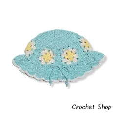 【ハンドメイド】グラニースクエアハット　ベビー かぎ針編み】①サイズ調整できるベビー用とキッズ用グラニー