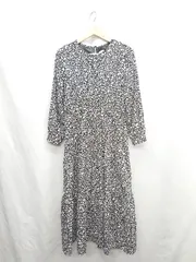 ◇ ⊇ any SiS エニィスィス 花柄 長袖 膝下丈 ワンピース サイズF ブラック系 レディース E  【1411280028070】