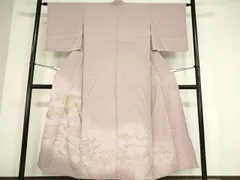 セロリ様　　　汕頭刺繍 裄66 紋無し ガード加工 付下げ正絹 AK-7802 セロリ様 汕頭刺繍 裄66 紋無し ガード加工 付下げ正絹 AK-7802