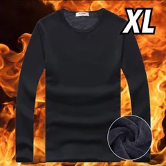 メンズ 長袖Tシャツ ロンT 黒 あったか インナーシャツ