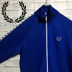 美品⭐️Fred Perry トラックジャケット/ジャージ M 刺繍/テープ月桂樹ライン ブルー×白