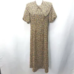 ◇ ◎ NATURAL BEAUTY BASIC 花柄 五分袖 ロング丈 ワンピース サイズM ブラック レディース E  【1407020050463】