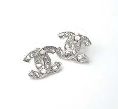 シャネル CHANEL ピアス イヤリング シルバー ココマーク ラインストーン ハート